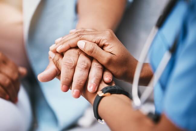 Patient with health care professional